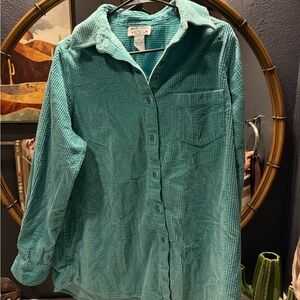 Teal Corduroy Button-Up Shirt